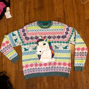 Ugly Christmas Unicorn Winter Sweater Sz XL